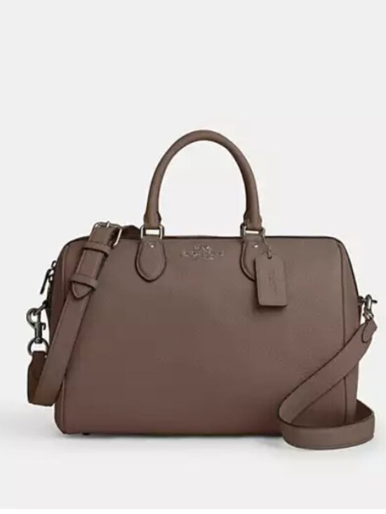 Coach Handbags - Coach Rowan Large Satchel Bag CV960 pebbled leather/Gunmetal/Dark Stone